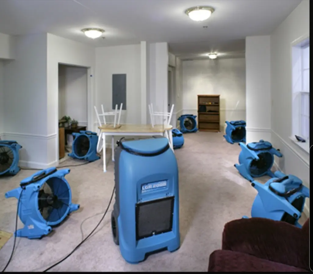 Air movers and dehumidifier setup for Water Extraction & Removal in Metuchen